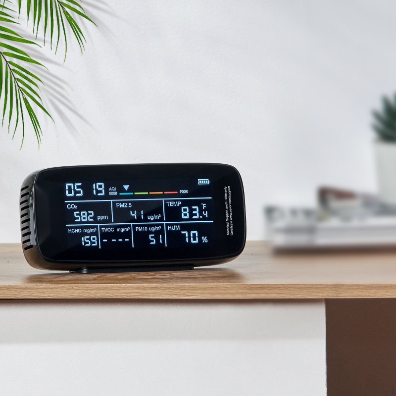 Ilmanlaadun mittari ABS-muovinen 5,7 tuuman näytöllä 9-toimintoinen sisä- ja ulkokäyttöön