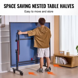 Pöytätennispöytä sisäkäyttöön ammattilaiskokoinen MDF 18 mm taitettava lukittavilla pyörillä