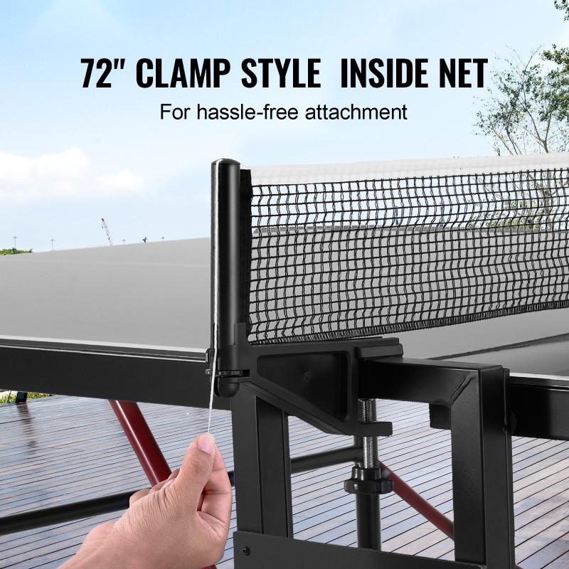 Pöytätennispöytä alumiinimuovilevy UV-pinnoite täysikokoinen jaettava kahteen puolikkaaseen lukittavat pyörät kymmenen minuutin