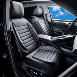 Etuistuinsuojat 2 kpl hengittävä keinonahka musta puoliavoin ilmatyynyyhteensopiva irrotettavalle niskatuelle