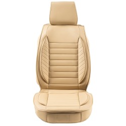 Etuistuinpäälliset 2 kpl hengittävä keinonahka beige useimpiin autoihin turvatyynyjen kanssa yhteensopivat