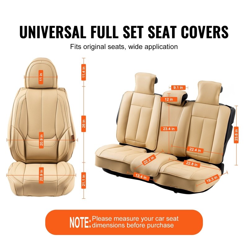 Istuinsuojat hengittävä keinonahka 13 kpl täysi sarja etu ja takapenkeille turvatyynyille yhteensopiva