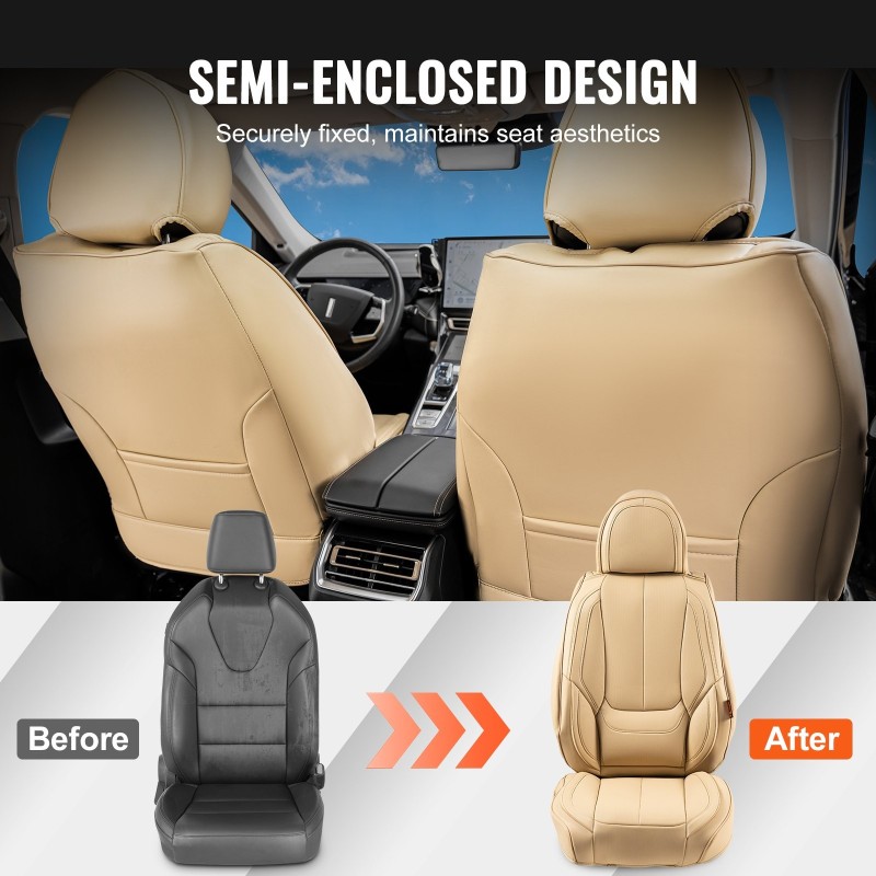 Istuinsuojat hengittävä keinonahka 13 kpl täysi sarja etu ja takapenkeille turvatyynyille yhteensopiva