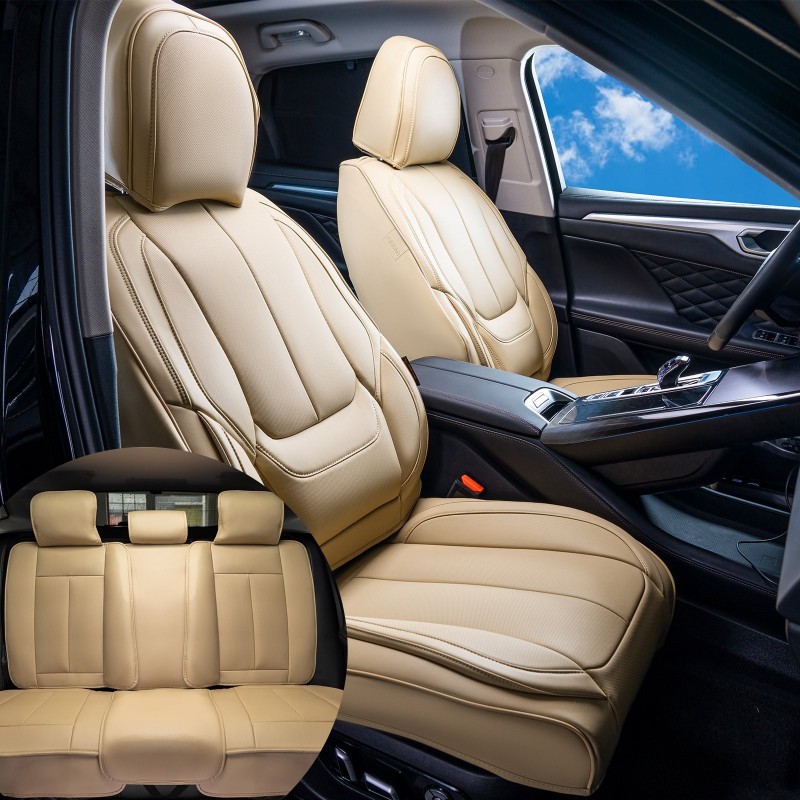 Istuinsuojat hengittävä keinonahka 13 kpl täysi sarja etu ja takapenkeille turvatyynyille yhteensopiva