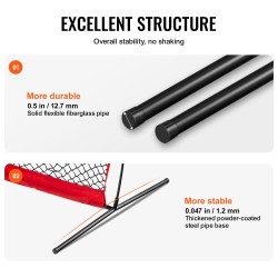 Suojaverkko baseballille ja softballille PET-verkko 213x122 cm teräsputkirunko kuljetuslaukulla