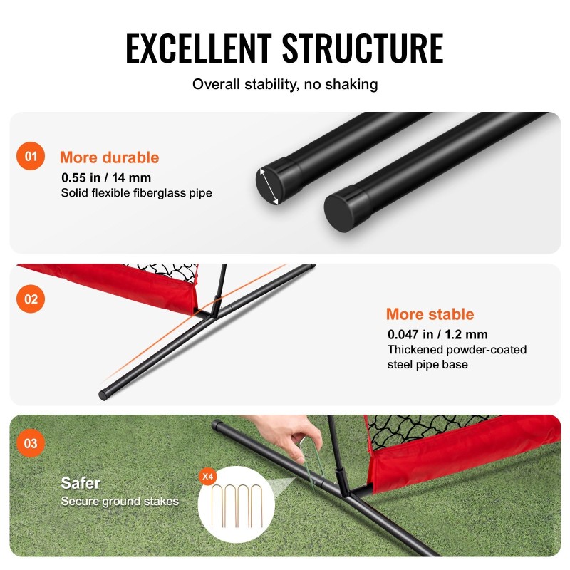 Pallopelien taustaverkko PET-verkko rautaputkirunko 3,93x1,40x2,75 m kantolaukulla