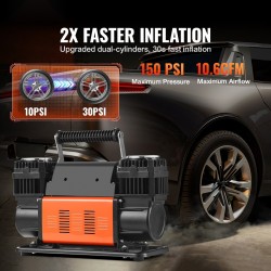 Ilmakompressori 12V kaksisylinterinen 10,6 CFM enintään 150 PSI kannettava autoihin