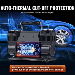 Ilmakompressori 12V kaksisylinterinen 10,6 CFM enintään 150 PSI kannettava autoihin