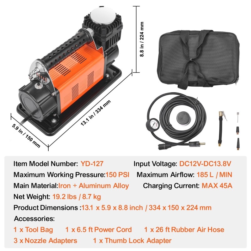 12 V rengaspainekompressori rauta ja alumiiniseos 10,3 bar 200 l/min painemittarilla