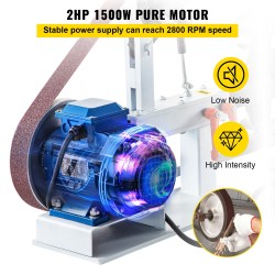 Pöytämallinen kolmitoiminen nauha ja laikkahiomakone 1,5 kilowattia teräsrunkoinen säädettävällä nopeudella