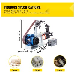 Pöytämallinen kolmitoiminen nauha ja laikkahiomakone 1,5 kilowattia teräsrunkoinen säädettävällä nopeudella