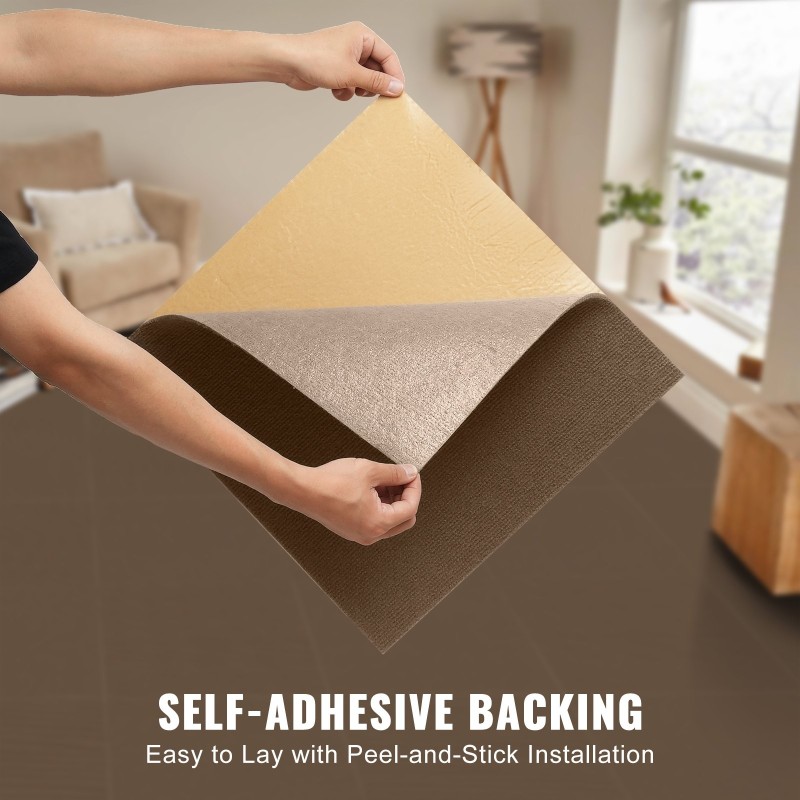 Itsetarttuvat mattolaatat 457×457 mm 10 kpl tummanruskea lyhytnukkainen sisäkäyttöön