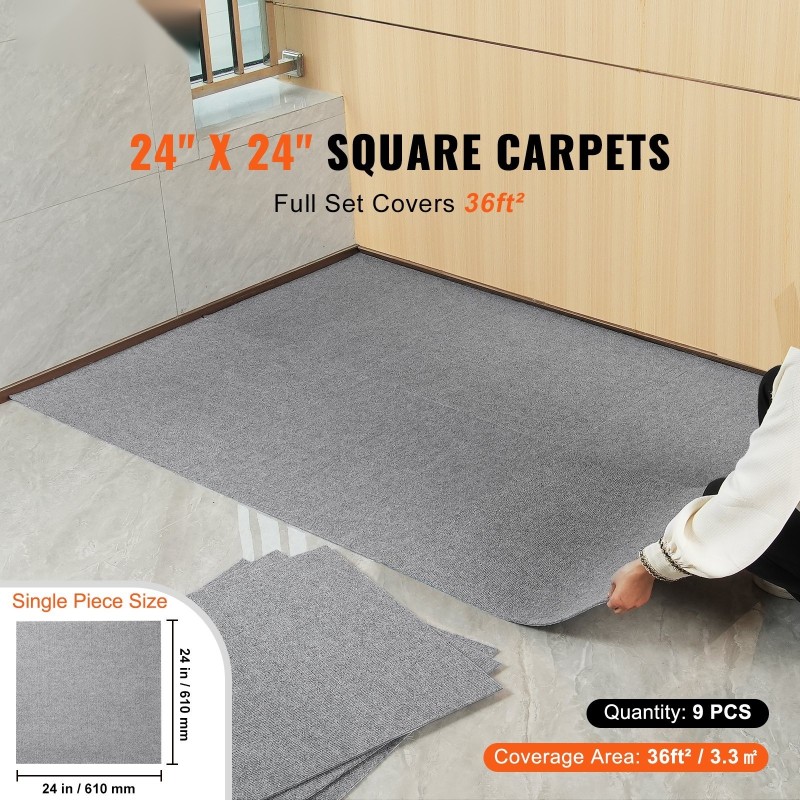 Itsetarttuvat pehmustetut mattolaatat 610×610 mm 9 kpl vaaleanharmaa