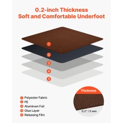 Itsekiinnittyvät mattolevyt matalakarvaiset 610x610 mm 20 kpl tummanruskeat sisätiloihin