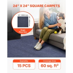 Mattolaatat itsekiinnittyvät 610 x 610 mm 15 kpl harmaa pehmustetut