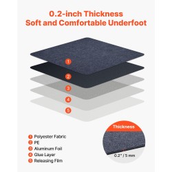 Mattolaatat itsekiinnittyvät 610 x 610 mm 15 kpl harmaa pehmustetut