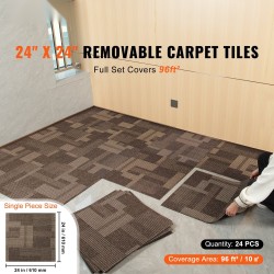 Kokolattialaatat 610 x 610 mm integroidulla pehmusteella 24 kpl sekoitettu ruskea