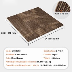 Kokolattialaatat 610 x 610 mm integroidulla pehmusteella 24 kpl sekoitettu ruskea