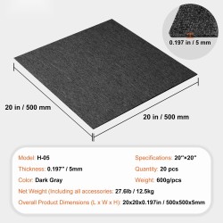 Pehmustetut mattolaatat 20 kappaletta noin 50 x 50 senttimetriä tummanharmaa