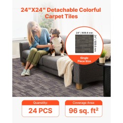 Modulaariset kokolattialaatat polypropeeni asfaltti 610x610 mm 24 kpl harmaa ruskea