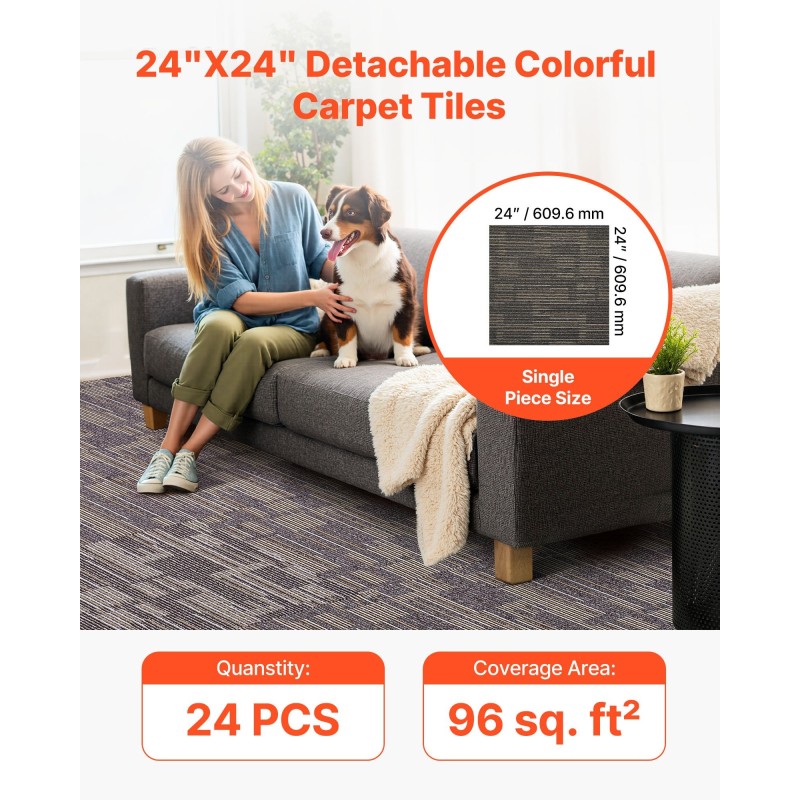 Modulaariset kokolattialaatat polypropeeni asfaltti 610x610 mm 24 kpl harmaa ruskea