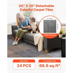 Kokolattialaatat polypropeeni ja asfaltti 508 x 508 mm 6 mm 24 kpl