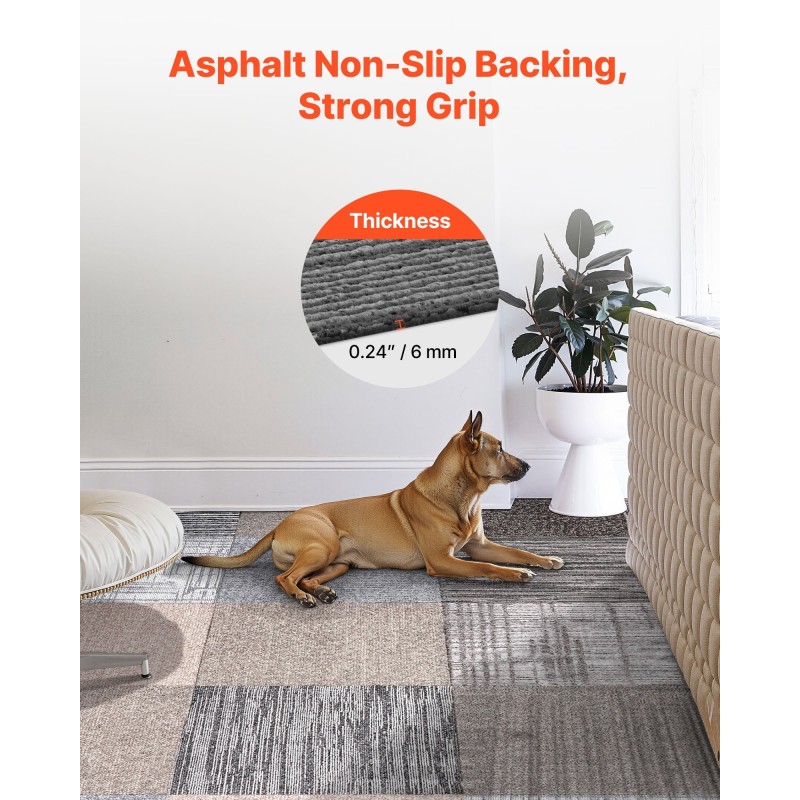 Kokolattialaatat polypropeeni ja asfaltti 508 x 508 mm 6 mm 24 kpl