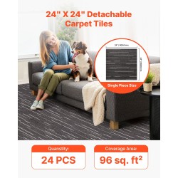 Moduulimattolaatat 610x610 mm 24 kpl harmaa uudelleenkäytettävät sisätiloihin