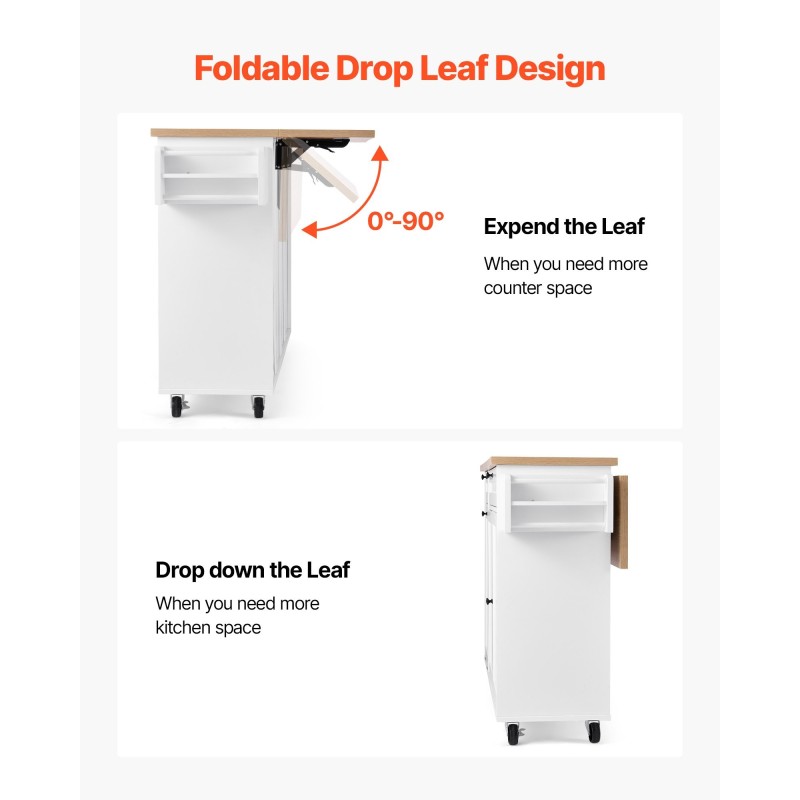 Keittiösaareke MDF 153 cm leveä liikuteltava pyörillä alas taittuva jatkolevy kaksi laatikkoa