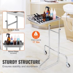 Laboratoriovaunu ruostumatonta terästä yksi tarjotin kaksi hiljaista pyörää säädettävä korkeus laboratorioihin