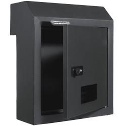 Oven läpi asennettava avain ja postilaatikko numerolukolla tummanharmaa teräsrunko