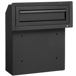 Teräksinen läpi oven asennettava postilaatikko musta yhdistelmälukolla sadepellillä
