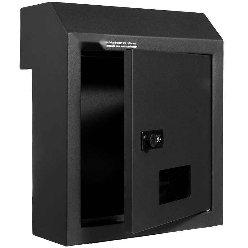 Teräksinen läpi oven asennettava postilaatikko musta yhdistelmälukolla sadepellillä