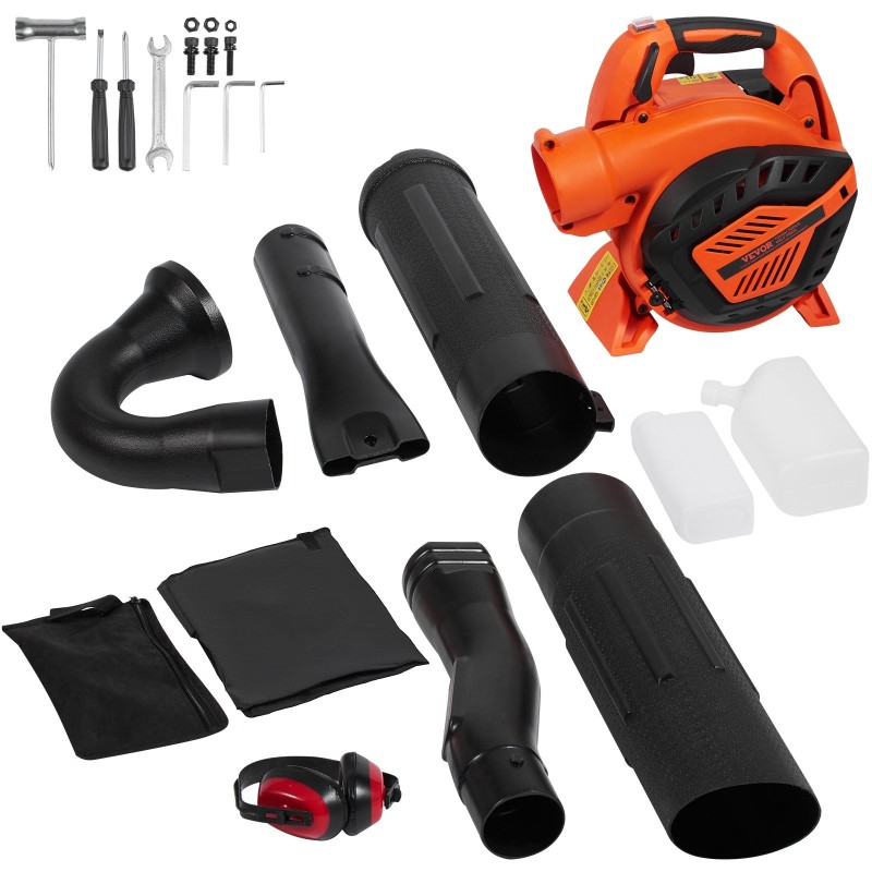 Bensiinikäyttöinen lehtipuhallin 26 cm3 kaksitahtinen alumiini muovi lehtien ja kevyen lumen poistoon