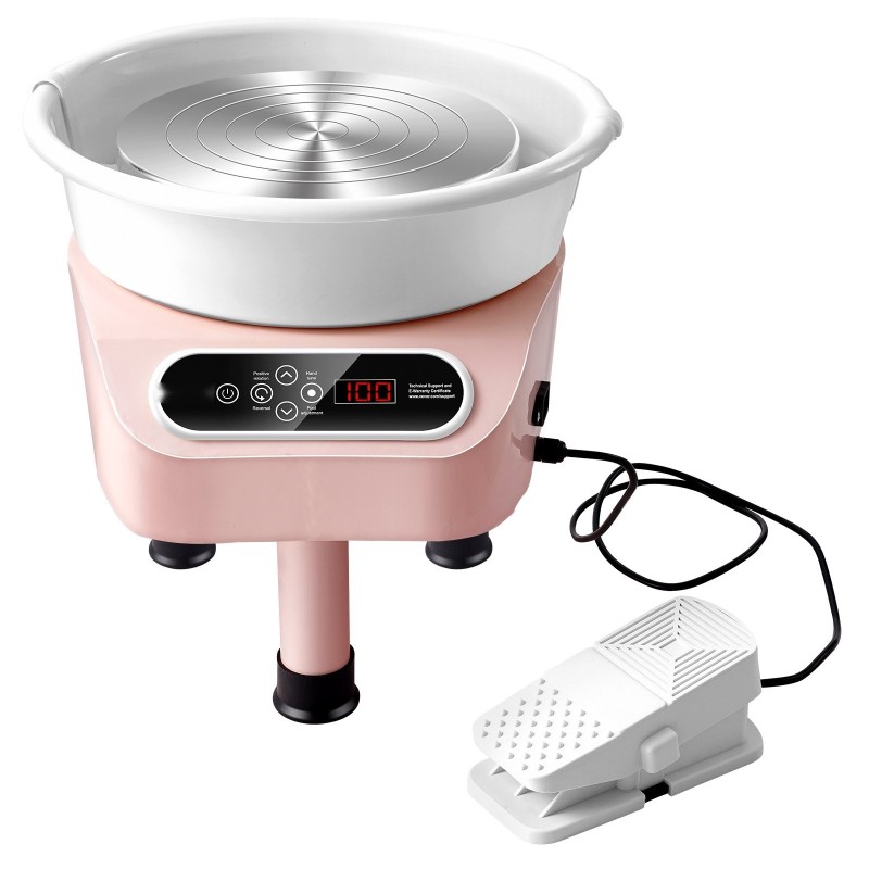 Sähködreija 350W 50–300 kierrosta/min 3 kg kapasiteetti LCD-kosketusnäyttö jalkapoljin kolme tukijalkaa pinkki