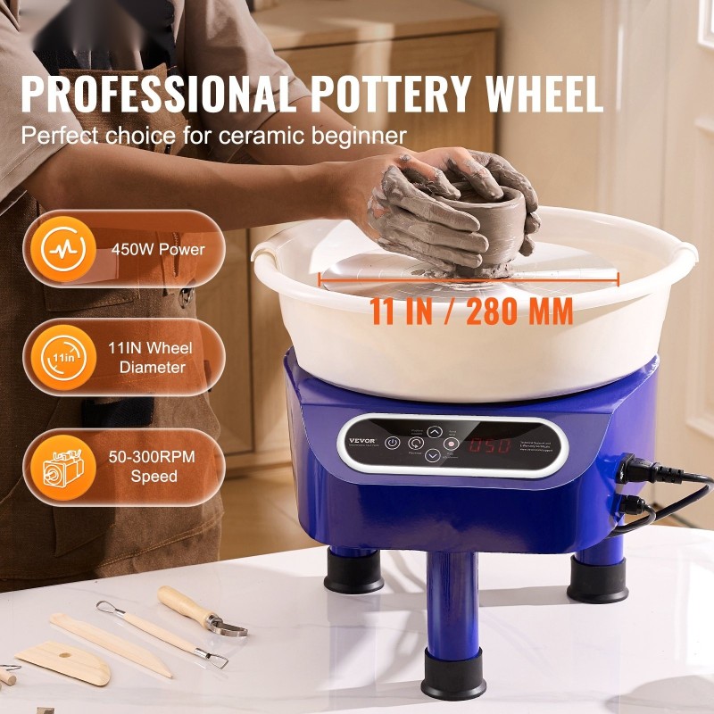 Savenvalupyörä 27,9 cm keraamisella pyörällä 450W kosketusnäyttö jalkapoljin kolmihaarainen jalusta