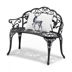 Metallinen ulkopenkki 98,5 cm leveä 218 kg kantavuus selkänojalla ja käsinojilla