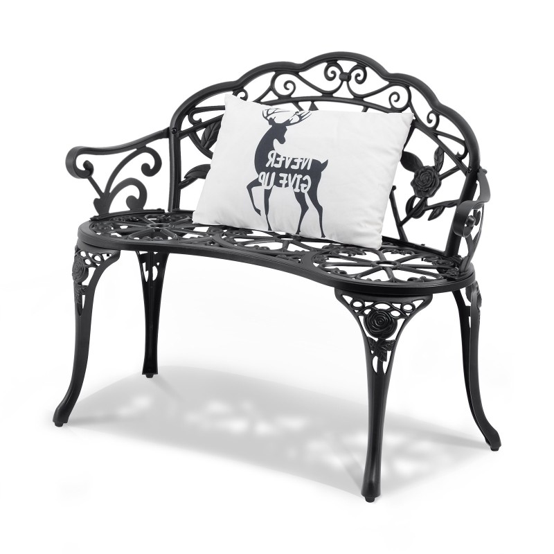 Metallinen ulkopenkki 98,5 cm leveä 218 kg kantavuus selkänojalla ja käsinojilla