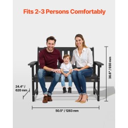 Ulkopenkki PS-muovinen 128 cm 2–3 henkilölle 363 kg musta