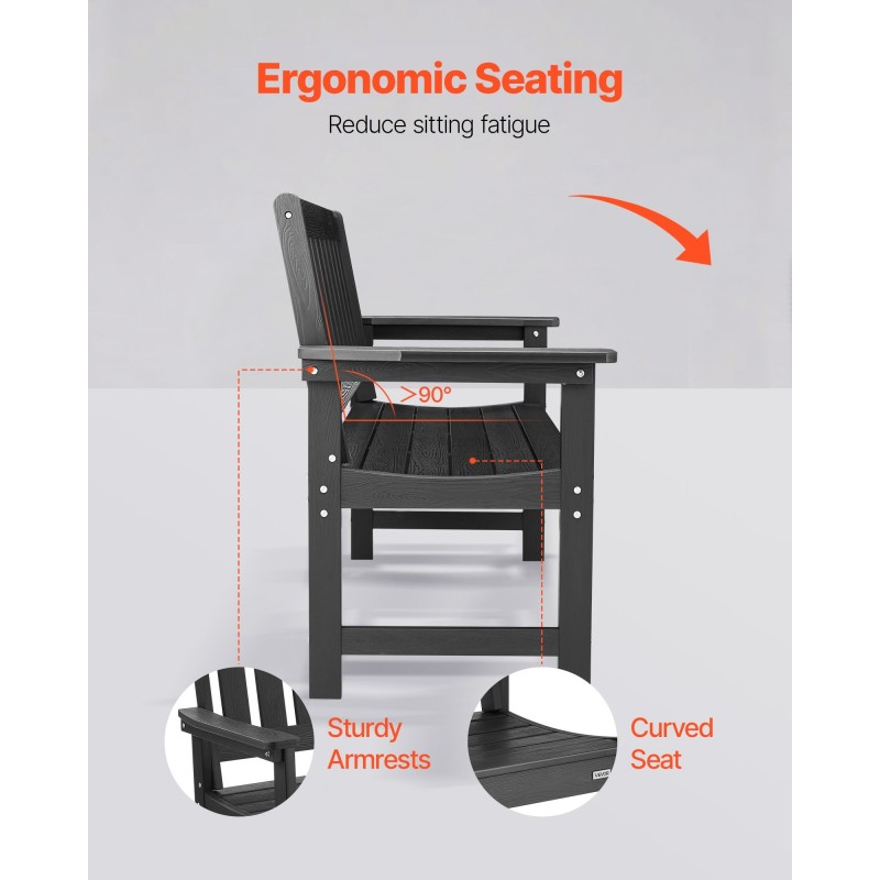 Ulkopenkki PS-muovinen 128 cm 2–3 henkilölle 363 kg musta
