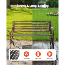 Ulkopenkki hiiliteräsrunko 127 cm antiikinpronssinen sälekuvioitu selkänoja