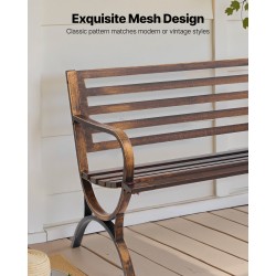 Ulkopenkki hiiliteräsrunko 127 cm antiikinpronssinen sälekuvioitu selkänoja