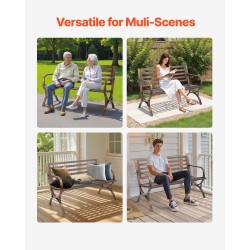 Ulkopenkki hiiliteräsrunko 127 cm antiikinpronssinen sälekuvioitu selkänoja