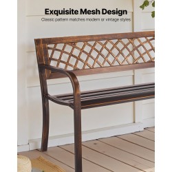 Ulkopenkki hiiliteräsrunko muoviselkänojalla 116 cm kahden hengen kaarevat käsinojat antiikkipronssi