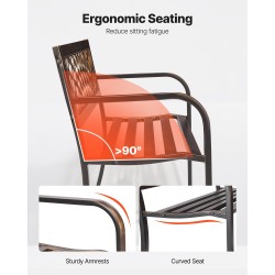 Ulkopenkki hiiliteräsrunko muoviselkänojalla 116 cm kahden hengen kaarevat käsinojat antiikkipronssi