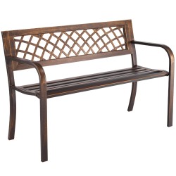 Ulkopenkki hiiliteräsrunko muoviselkänojalla 116 cm kahden hengen kaarevat käsinojat antiikkipronssi