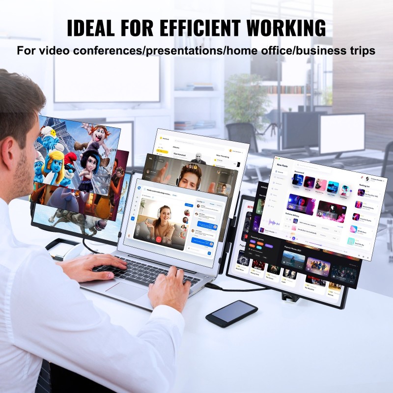 Kannettavan näytön laajennin 14-tuumainen 1920x1200 IPS kaksinäyttöinen 33-43 cm kannettaville