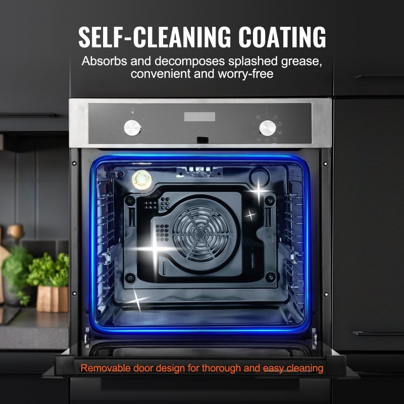 Sisäänrakennettu sähköuuni 24 tuumaa 76 litraa 3550 wattia 9 toimintoa