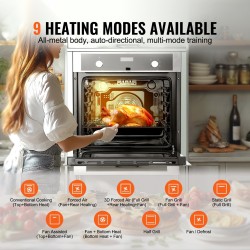 Sisäänrakennettava 24 tuuman sähköuuni 76 litraa 3550 wattia 9 toimintoa