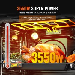 Upotettava sähköuuni 76 litraa 3550 wattia 24 tuuman luokka 16 toimintoa